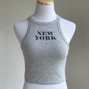 Sleeveless Grey NEW YORK Crop Top